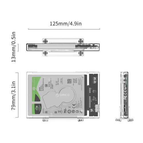 باکس SSD و هارد 2.5 اینچ شفاف با استند ORICO 2159U3